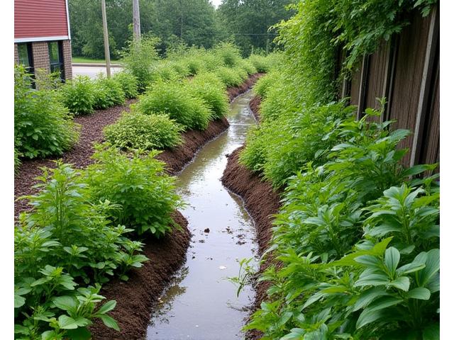 Versickerungsmulde und Bioswale im Garten